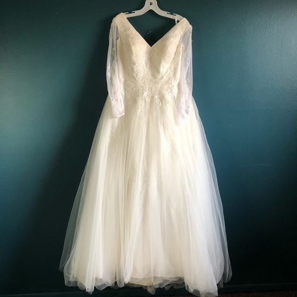 Long sleeve A line wedding dress
